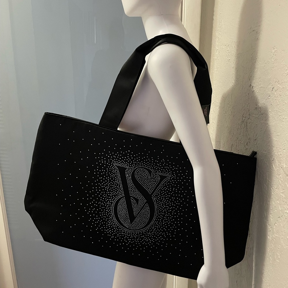 Victoria's Secret Black Tote with Sparkling Logo